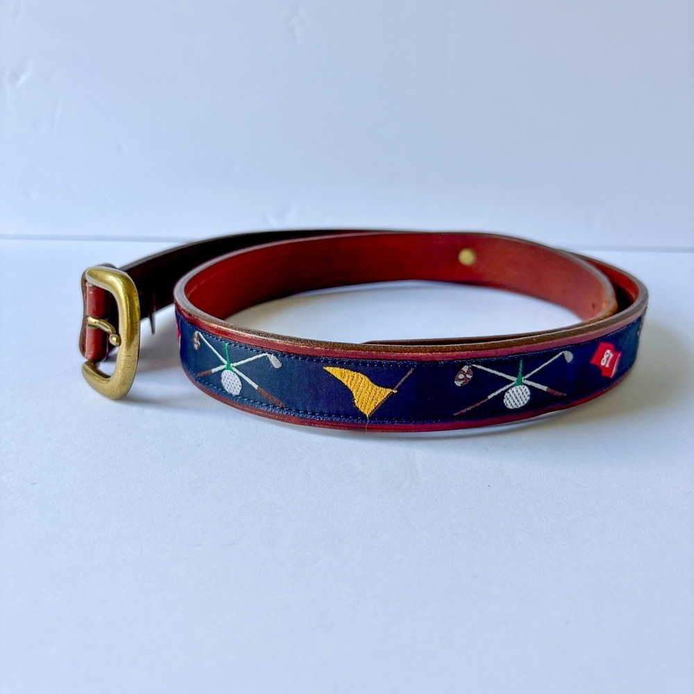 Trafalgar Belt Mens Size 40 Leather Golf Themed Sportwear Made In USA